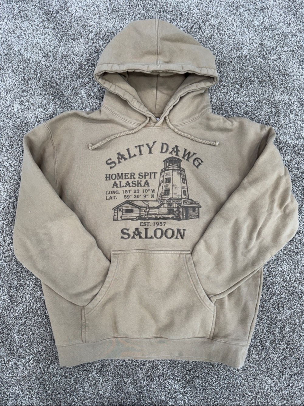 Salty Dawg Saloon Homer Spit Alaska Hoodie ~ Men's Size Large